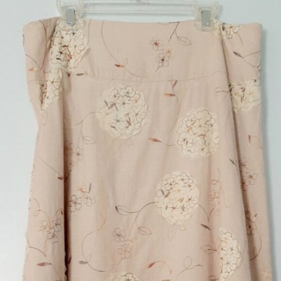 RW&CO. Floral Hydrangea Applique Embroidery Light Beige Cottagecore Skirt Sz 8 - Picture 8 of 12